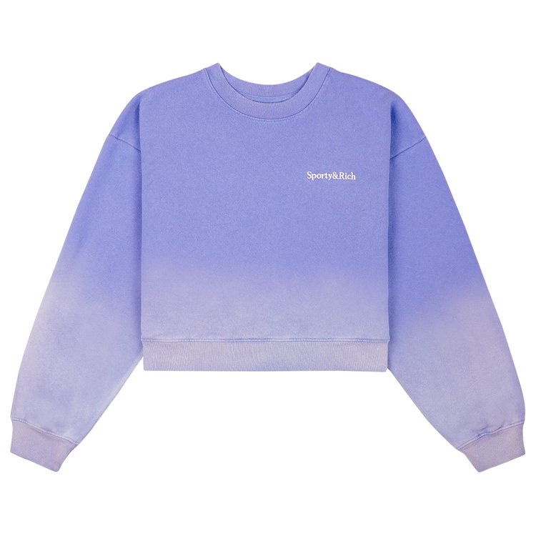 

Толстовка Sporty & Rich Serif Logo Embroidered Cropped Crewneck, цвет Dip Dye Blue/White