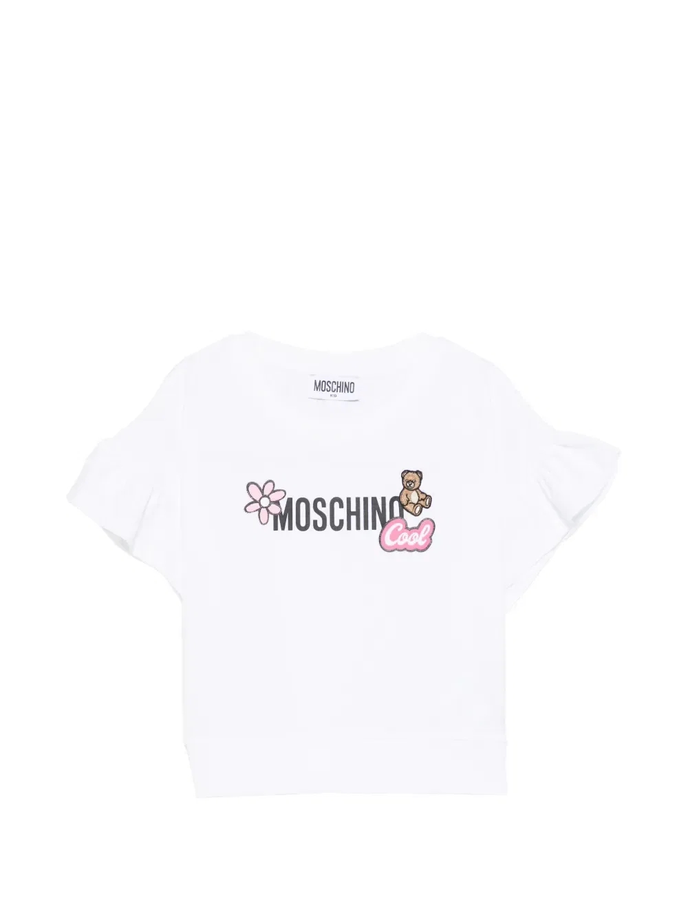 Футболка с оборками и логотипом Moschino Kids, белый