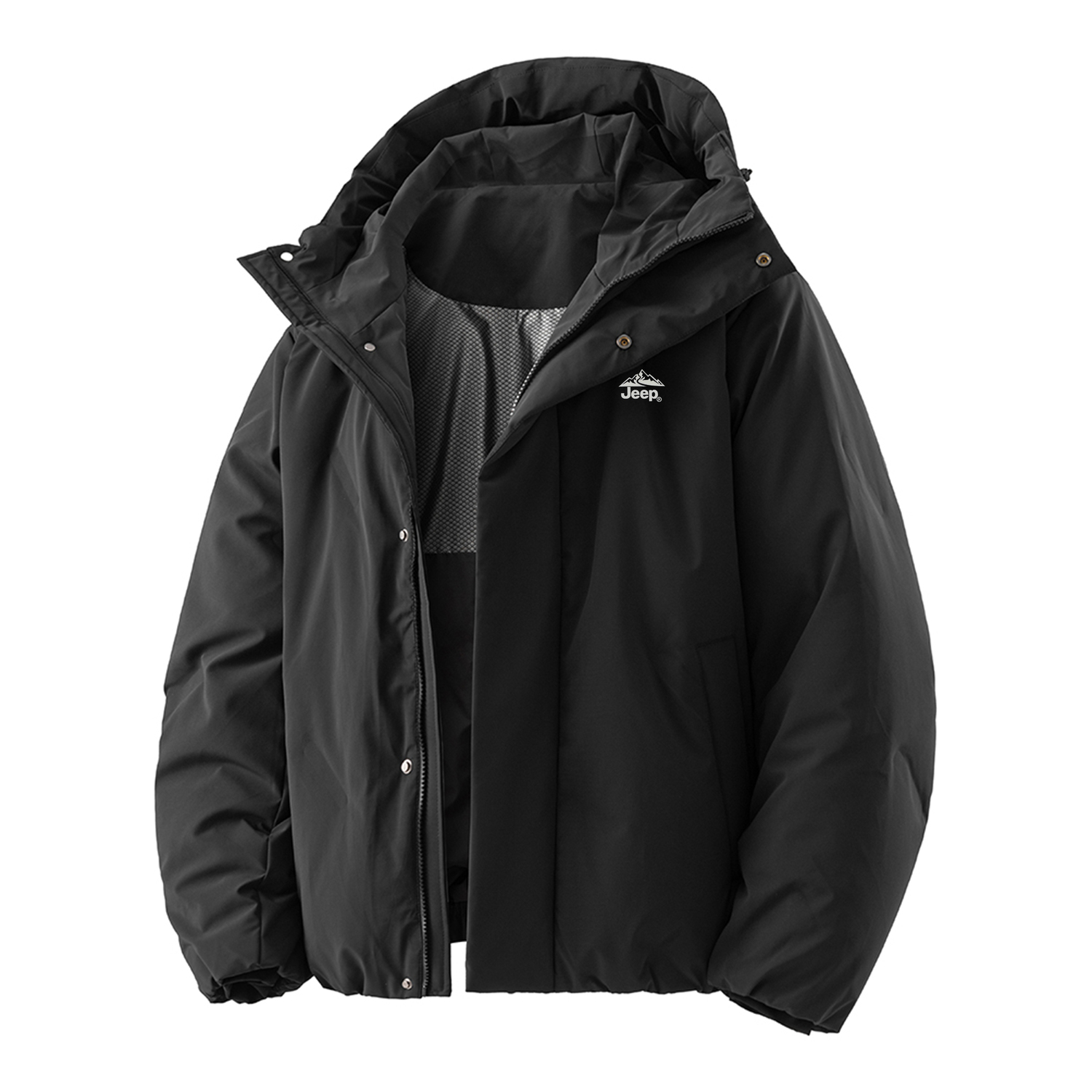 

Jeep Пуховик Unisex Black с капюшоном утепленный