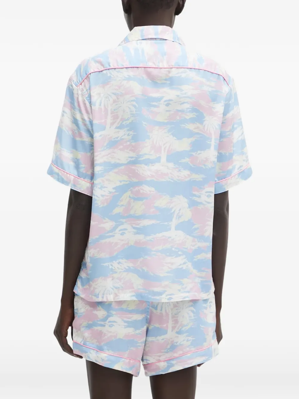 Рубашка с короткими рукавами и нагрудным карманом с узором A Bathing Ape, синий — фото 4