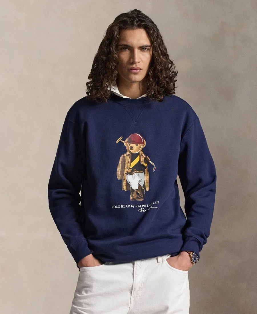 Мужская толстовка-поло из флиса "Медведь" больших размеров Polo Ralph Lauren, newport темно-синий-society bear