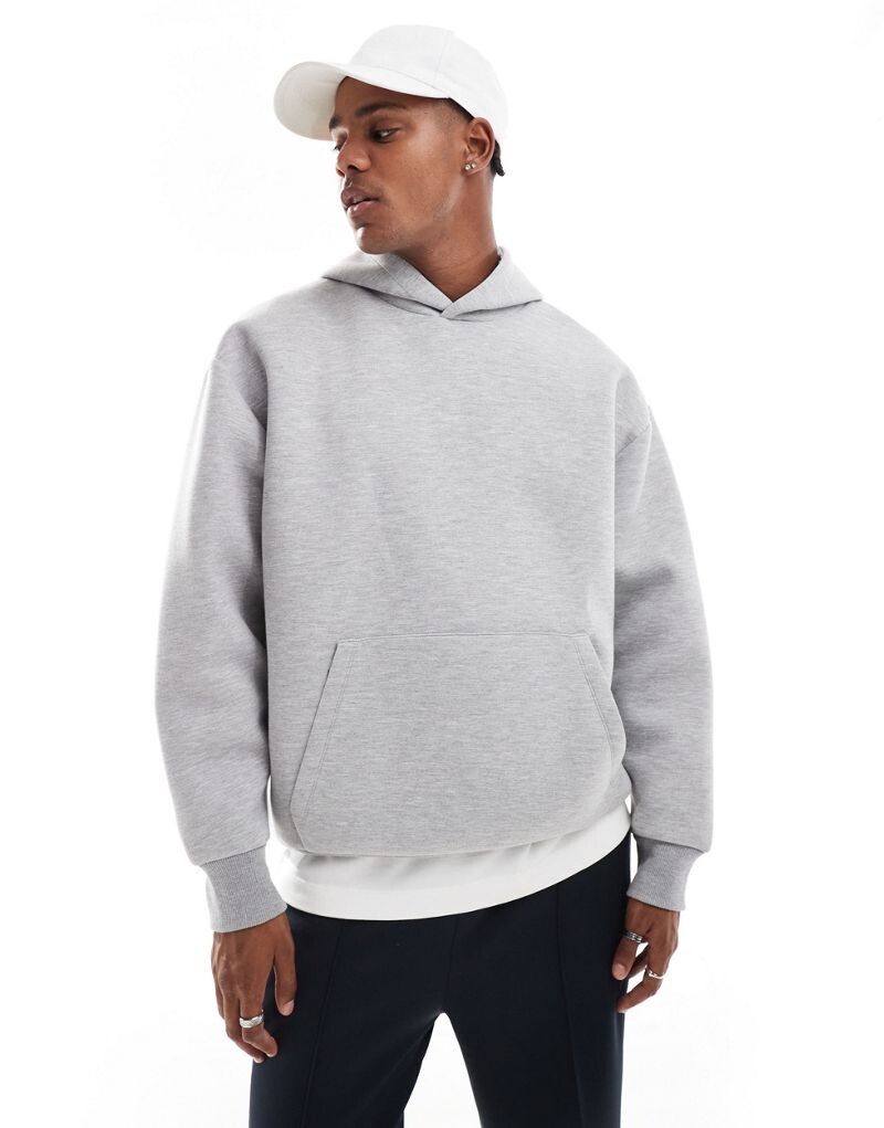 

Серая меланжевая толстовка для дайверов в стиле oversize ASOS DESIGN
