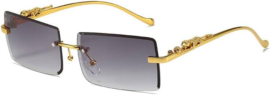 

Солнцезащитные очки без оправы прямоугольной формы для мужчин и женщин, модные солнцезащитные очки без оправы для женщин, леопардовый принт, защита от ультрафиолета UV400, SUN1281 Generic, Golddoublegray