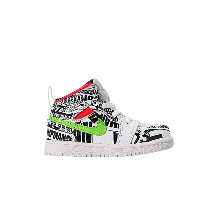 

Кроссовки Air Jordan 1 Mid TD Over-Print Logos, белый