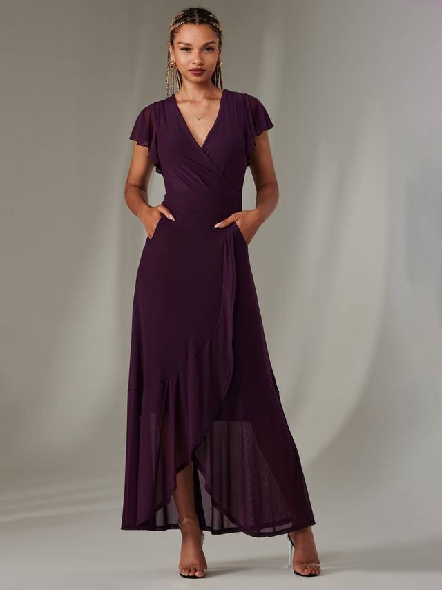 

Сетчатое платье с запахом nala Jolie Moi, цвет Dark Purple