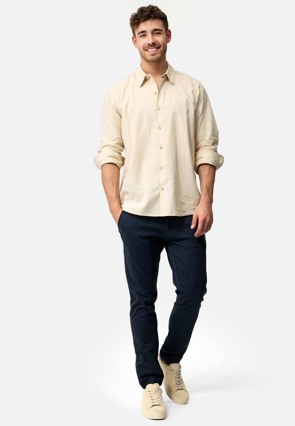 

Рубашка LANGARM INSVILLE INDICODE JEANS, бежевый