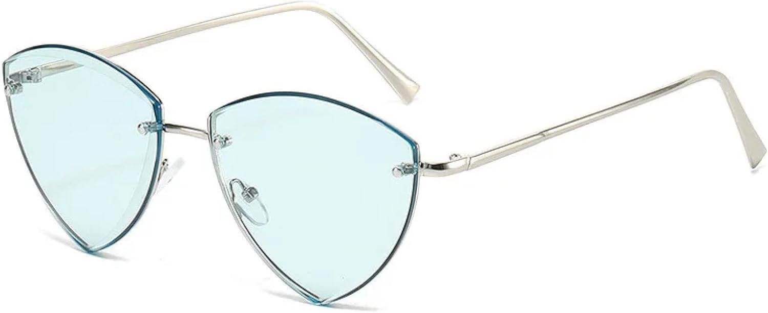 

Солнцезащитные очки с защитой от УФ-излучения UV400 | Без оправы "кошачий глаз" | Для женщин и мужчин, для занятий спортом на открытом воздухе и вождения DSVIGF, Silver-blue