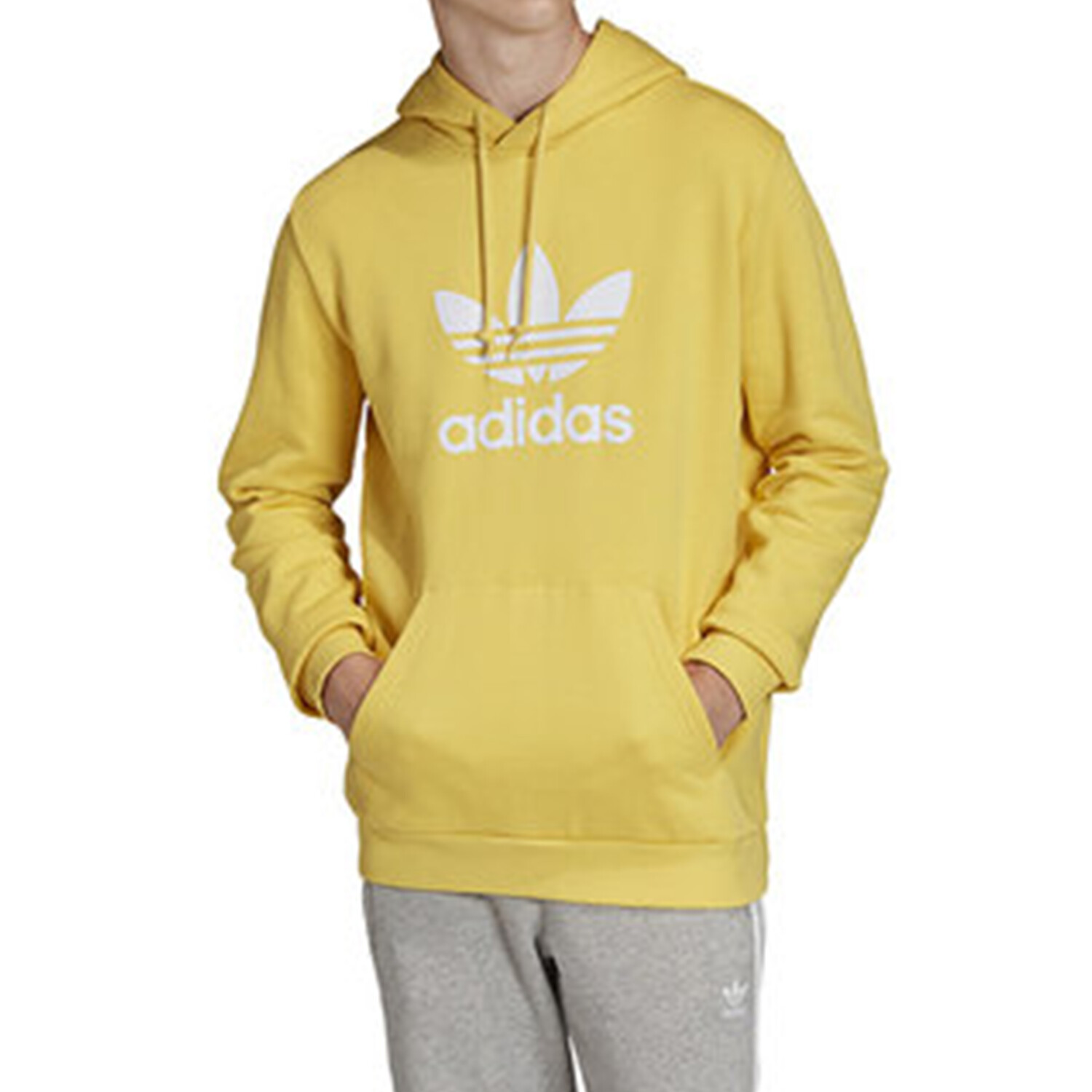 Толстовка с трилистником мужская желтая Adidas Originals, желтый — фото 3