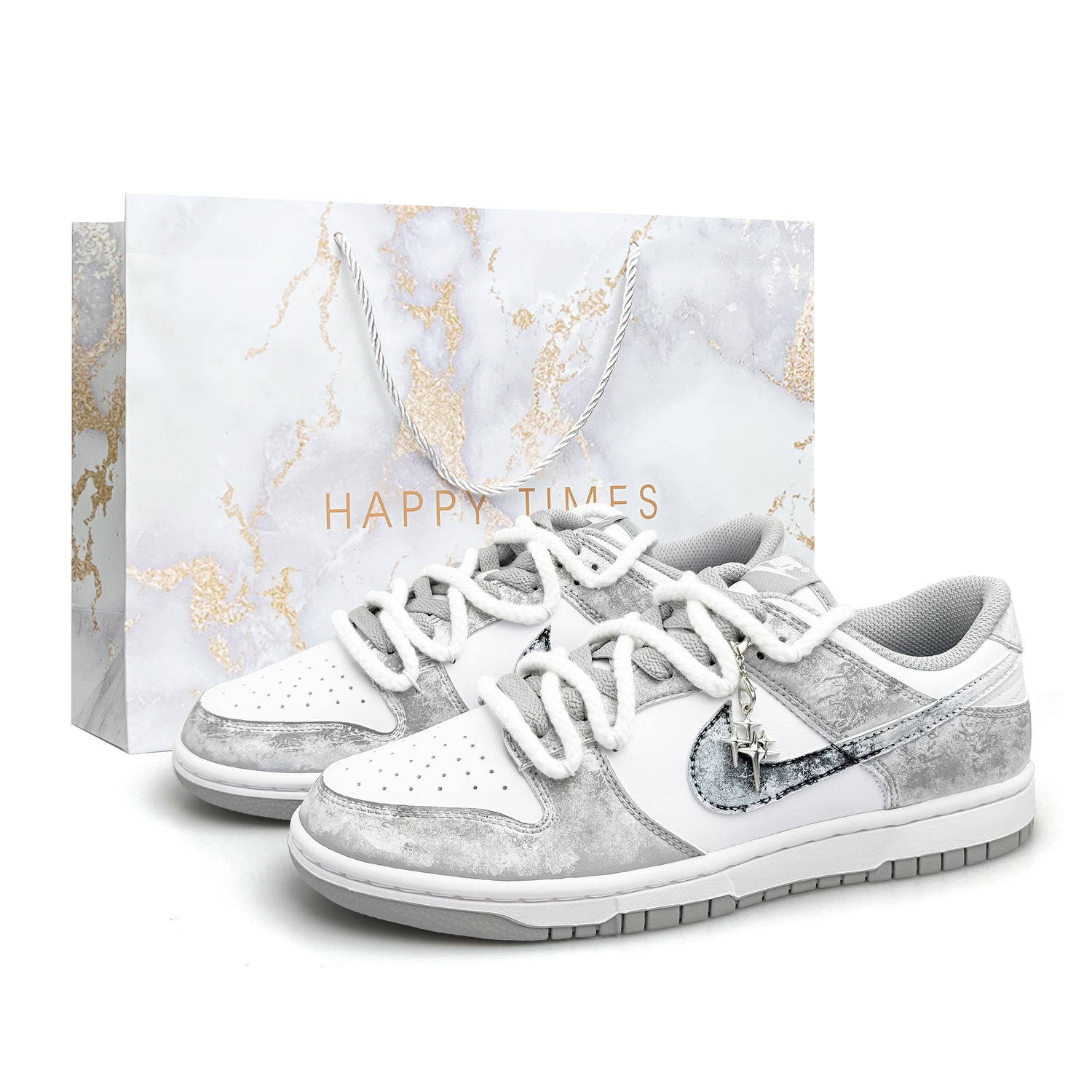 

Кроссовки для скейтбординга Dunk Ao Bing с легким покрытием низкие унисекс белый серый Nike, белый серый(белый Special Shopping Bag)