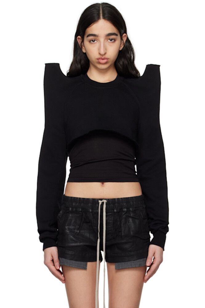 

Черный укороченный свитшот Hollywood Tecsweat Rick Owens DRKSHDW