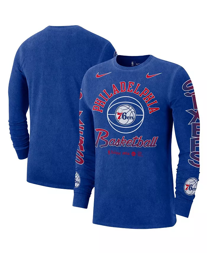 

Мужская футболка с длинным рукавом Royal Distressed Philadelphia 76ers Courtside Retro Elevated Nike