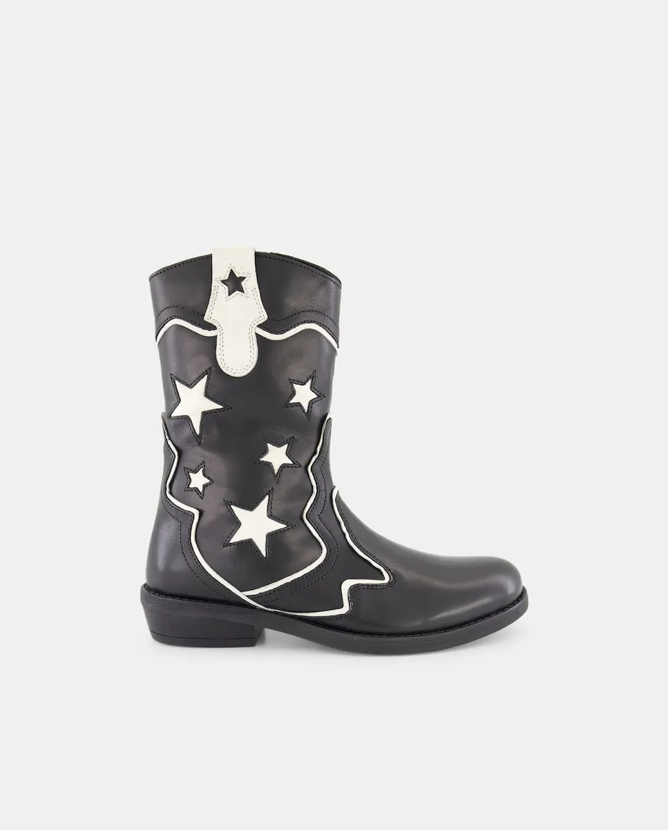 

Детские ковбойские сапоги из кожи с звездами Kids El Corte Inglés, черный