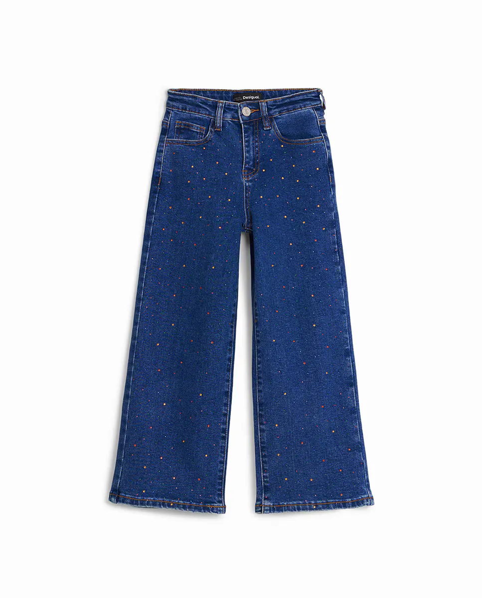 

Широкие джинсы для девочки в горошек Desigual, синий