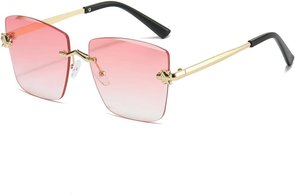 

Роскошные большие безрамочные солнцезащитные очки с градиентным переходом для женщин, в стиле ретро, ​​модные мужские очки с защитой от УФ-излучения UV400 HHZZYVY, Golden Pink