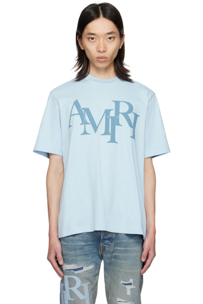 

Синяя футболка Amiri с шахматным узором