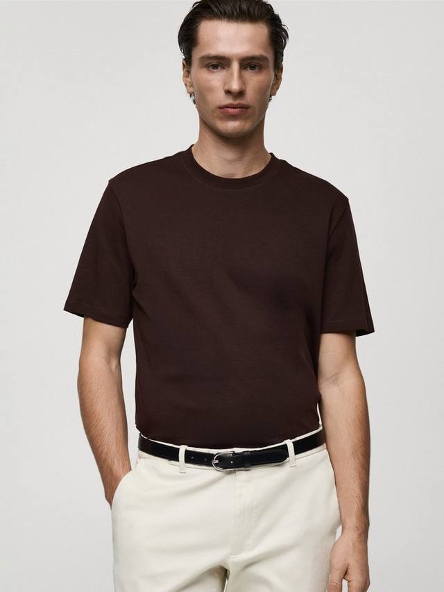 

Футболка Kimi Cotton Regular Fit с короткими рукавами Mango, Dark Brown