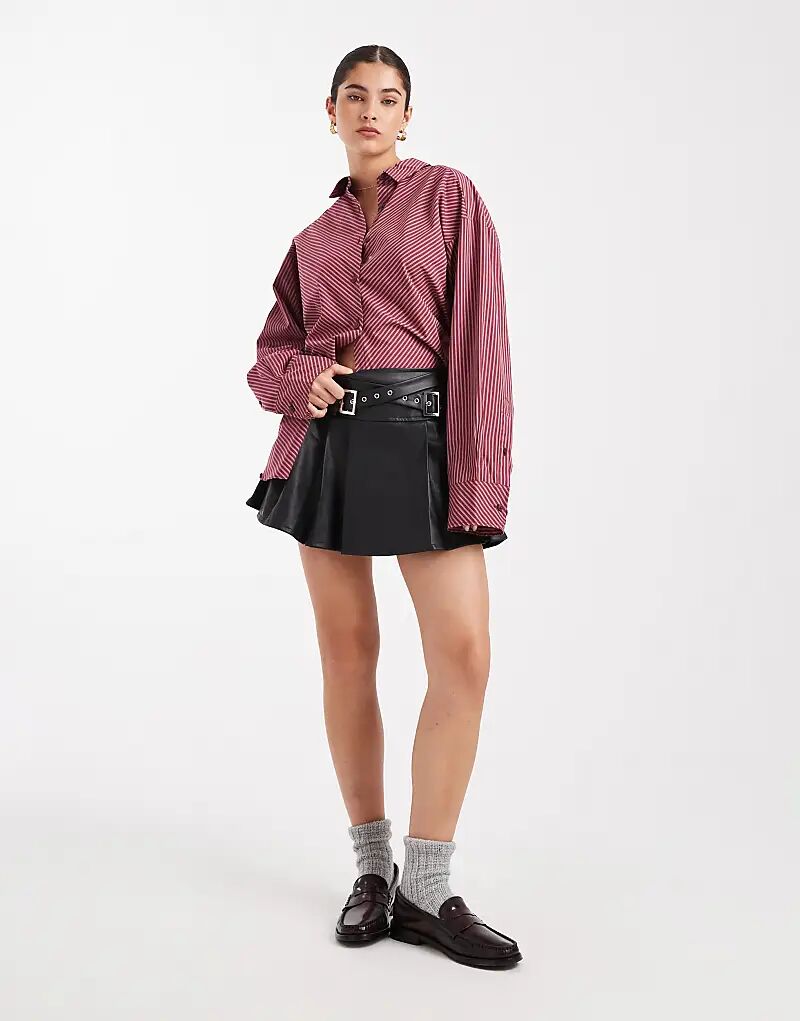 

Килт Miss Selfridge из искусственной кожи со складками и пряжкой, черный