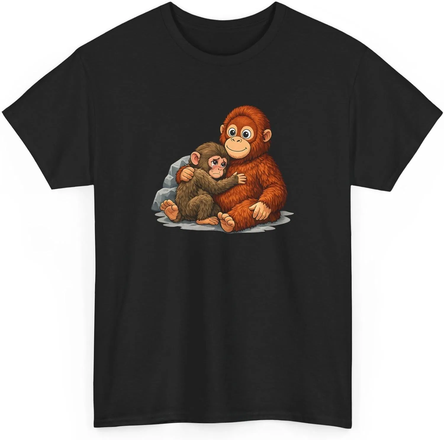 Футболка Punch Monkey – очаровательная плюшевая обезьянка, обнимающая малыша, вирусная трогательная футболка с изображением японской макаки — фото 3