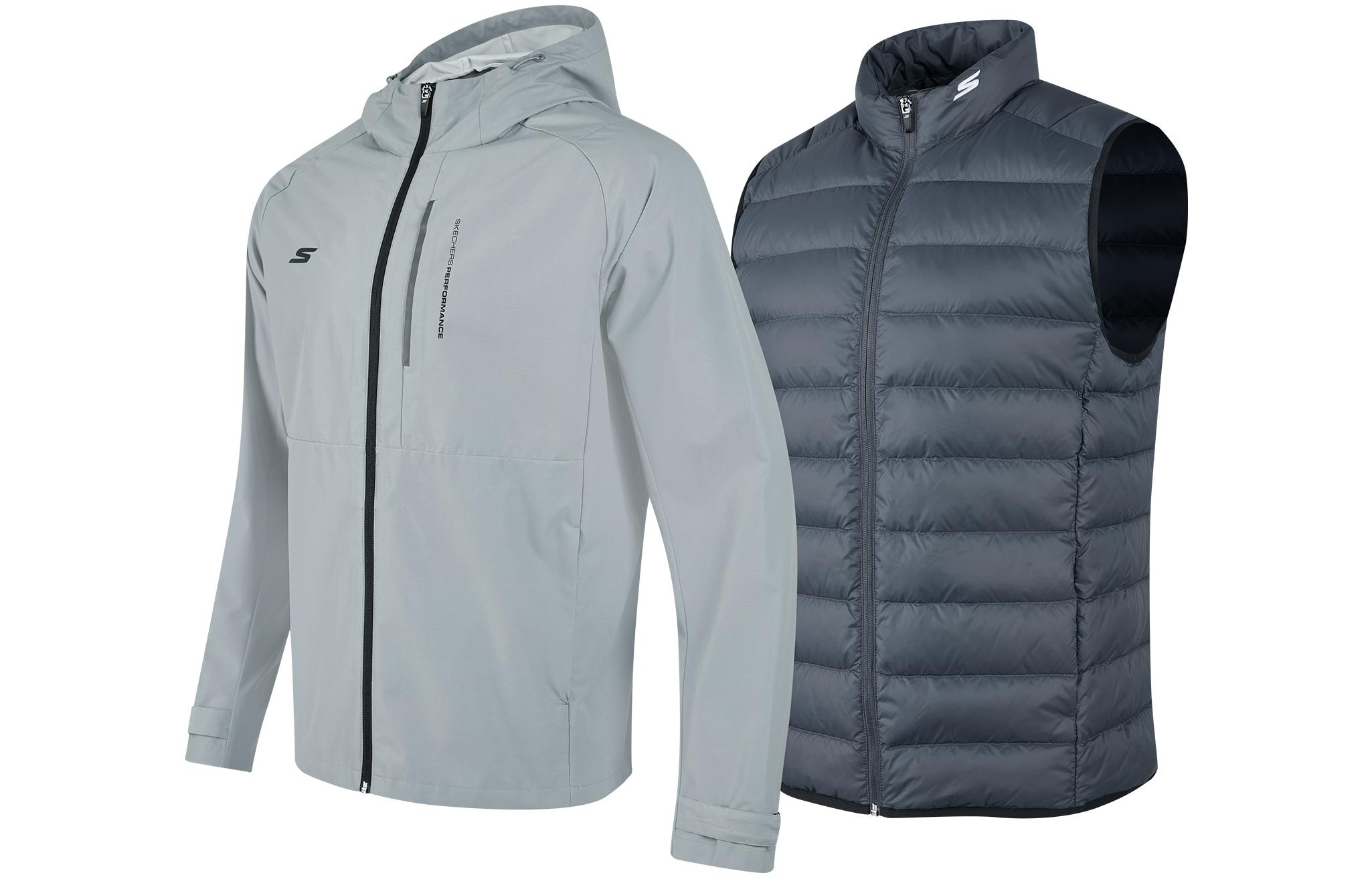 

Мужская повседневная спортивная одежда с капюшонома Skechers, clothing sets (trade wind серый jacket+темный серый vest)