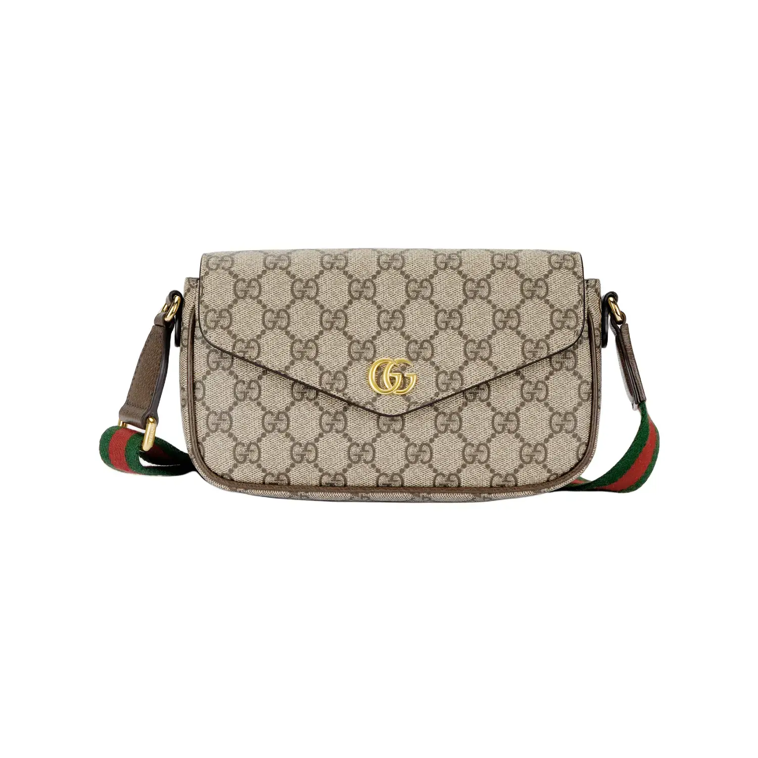 

GUCCI Миниатюрная коричневая женская сумка через плечо Ophidia Canvas With Leather