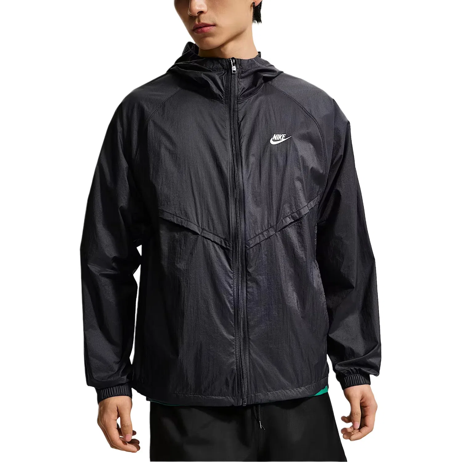 Куртка WINDRUNNER мужская, черно-белая, с капюшоном Nike, Black/White — фото 3
