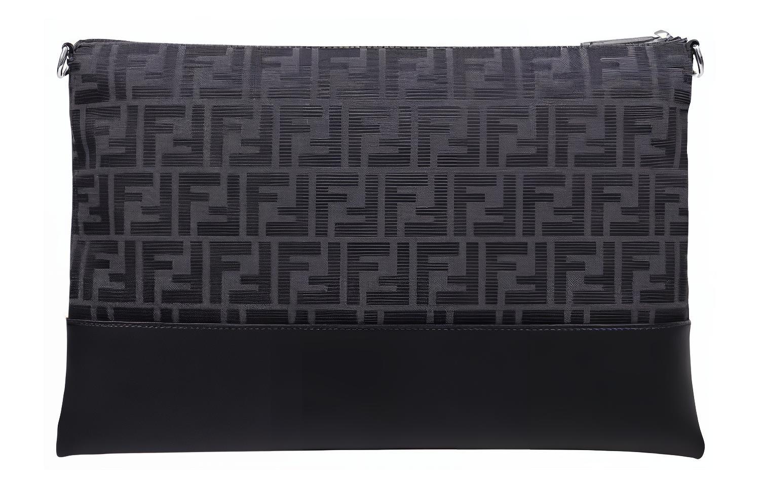 Fendi Кожаный клатч-труба для мужчин, черный — фото 4