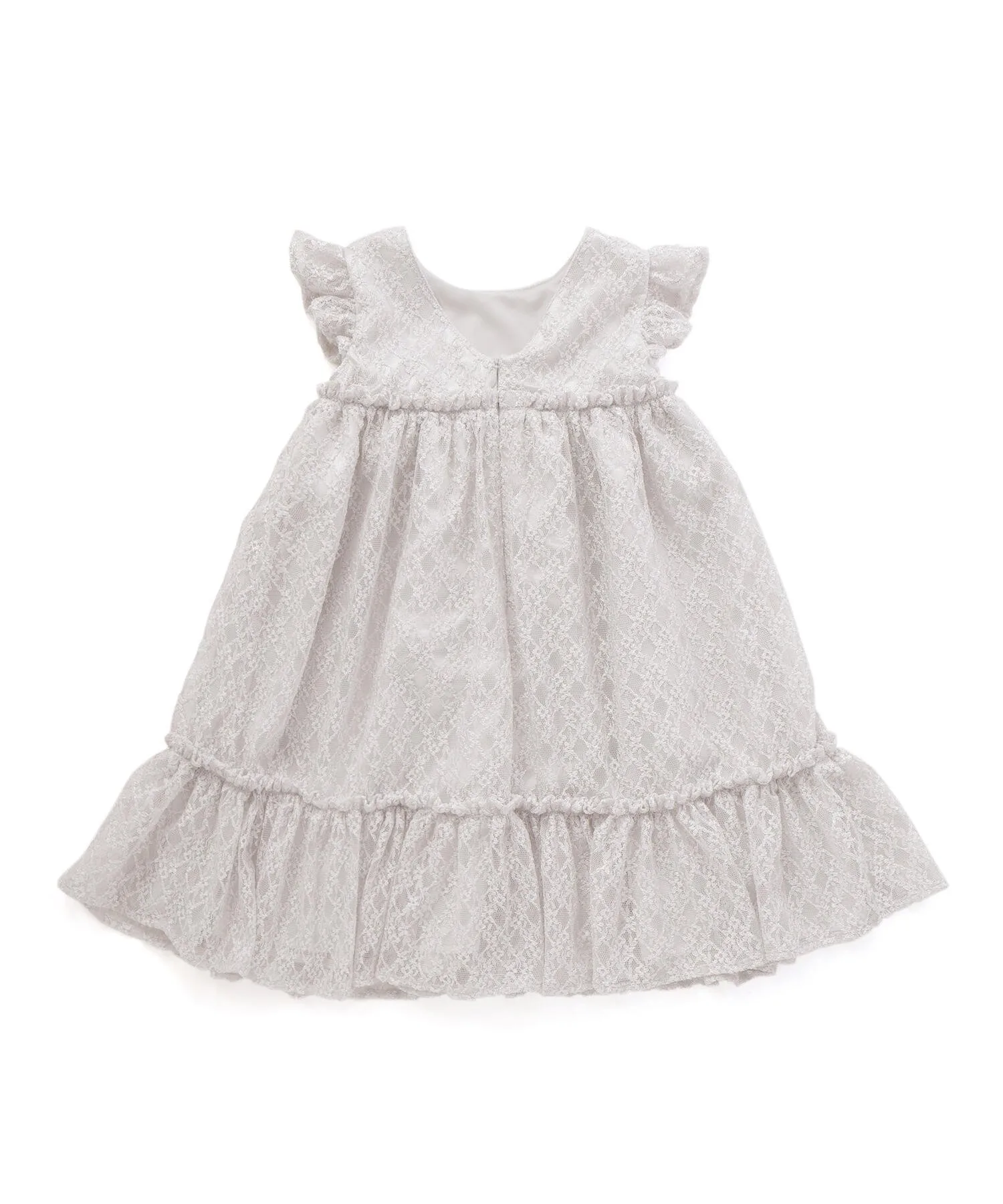 Сделано в Японии: кружевное платье Rusell Lace с присборенной юбкой (100-140 см) с подъюбником BeBe, Gray — фото 3