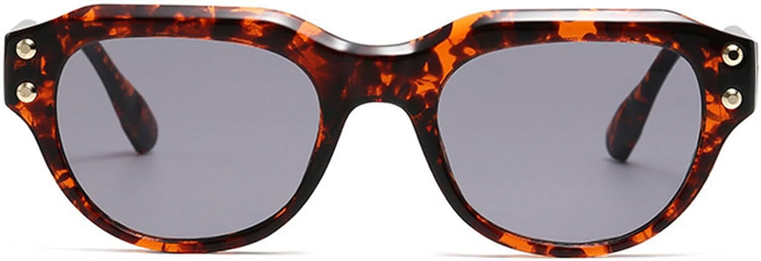 

Винтажные овальные солнцезащитные очки для женщин, модные очки «кошачий глаз», защита от ультрафиолета UV400 для мужчин, трендовые солнцезащитные очки с заклепками, сине-зеленые солнцезащитные очки mincl, Leopard Gray