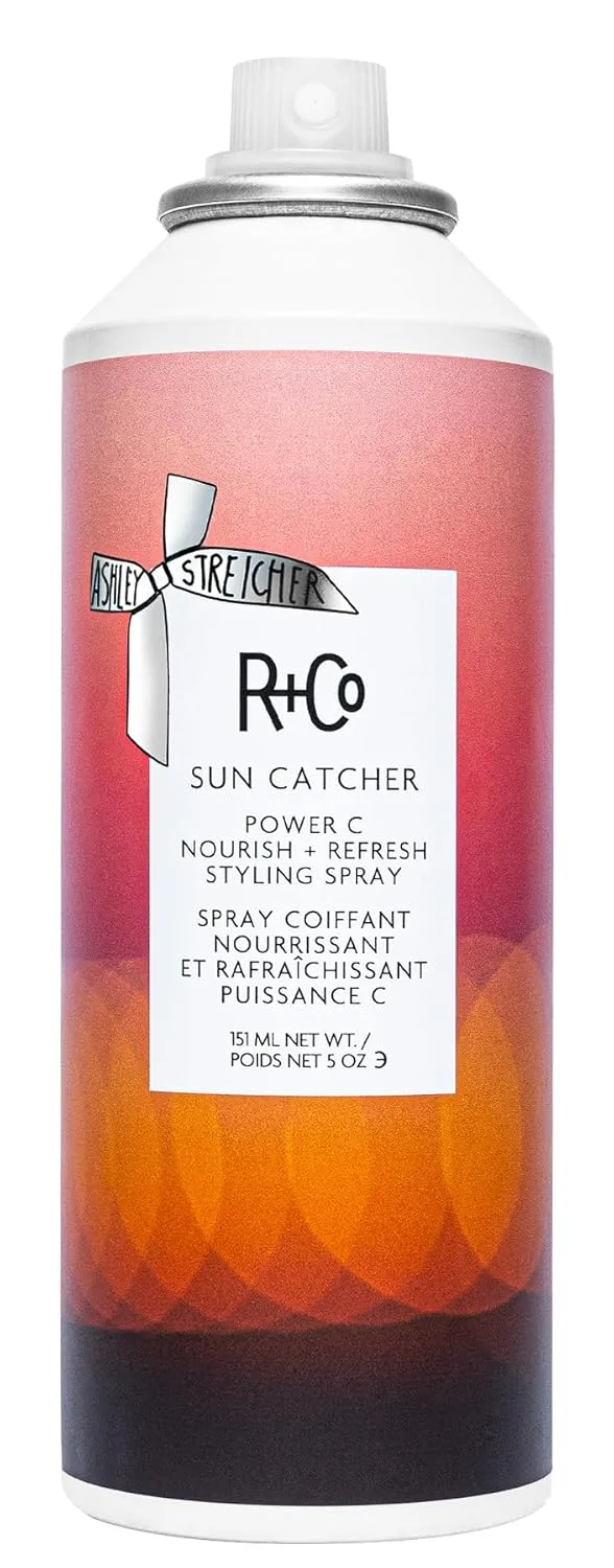 R+Co SUN CATCHER Power C Nourish + Refresh Styling Spray, несмываемый спрей с витамином C, защита от нагрева до 450°F, ультрафиолета и загрязнений, увлажнение с гиалуроновой кислотой и веганскими пептидами Пробник (1 шт.)