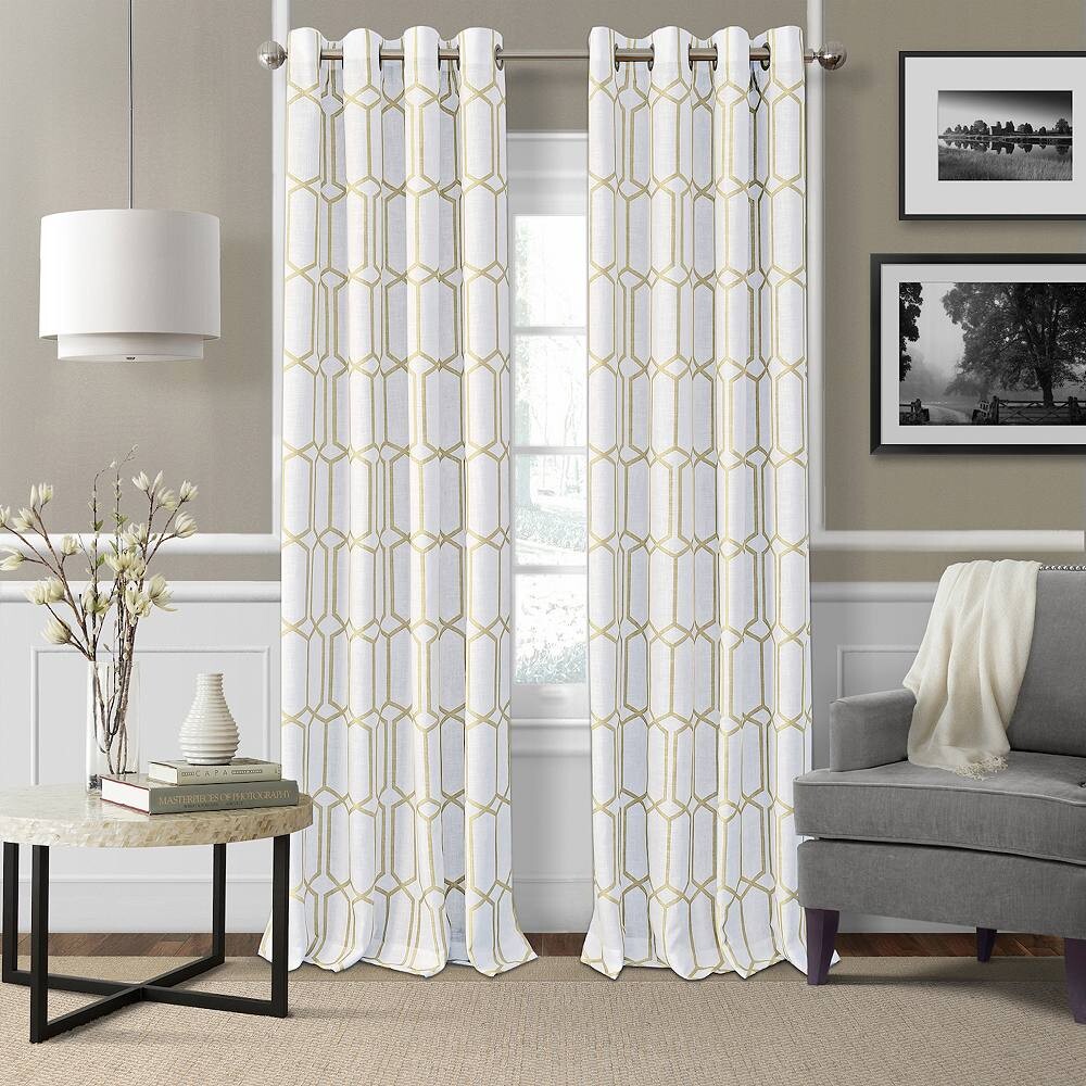 

Elrene Home Fashions Кайден Геометрическая комната Затемняющая оконная занавеска, цвет Light Gold
