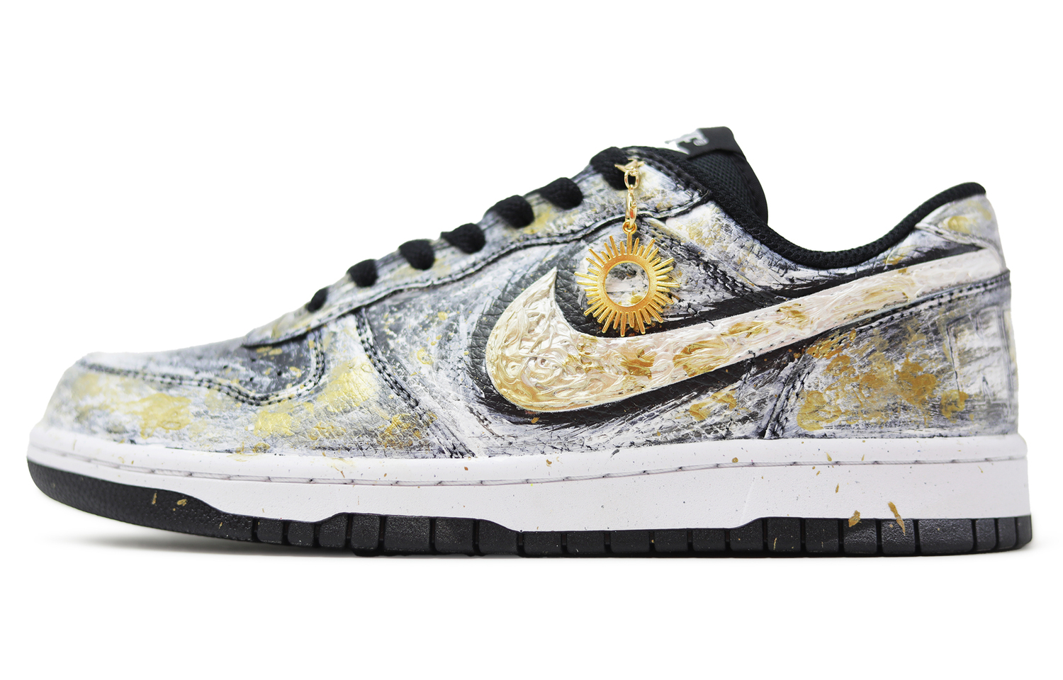 

Большие кроссовки для скейтбординга Solar Blaze с устойчивостью к истиранию, низкие, мужские, с золотым Nike, черный