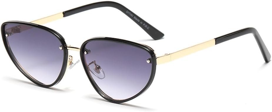 

Солнцезащитные очки UV400 с защитой от УФ-излучения - металлизированные, в стиле "кошачий глаз", панк, градиентная расцветка, подходят для женщин и мужчин, для бега и занятий спортом на открытом воздухе UYPTK, Gold Black