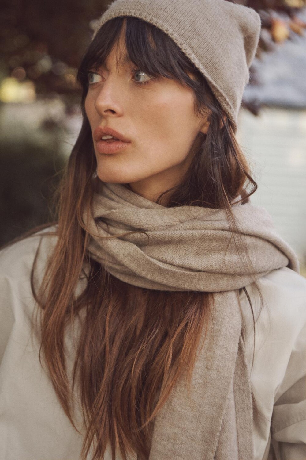 

Тонкий вязанный шарф ZARA, кэмел