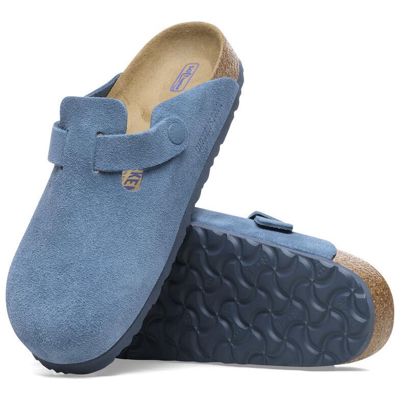 Бостонские тапочки из мягкой замши с узкой колодкой 'Elemental Blue' Birkenstock — фото 4