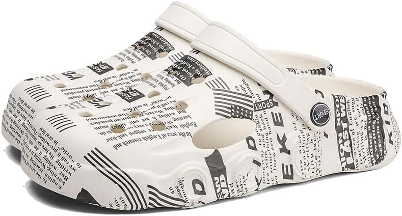 

Мужские садовые сабо с принтом, слайдоны, водонепроницаемые пляжные и бассейные сандалии, тапочки с амортизирующей стелькой Odipon, белый