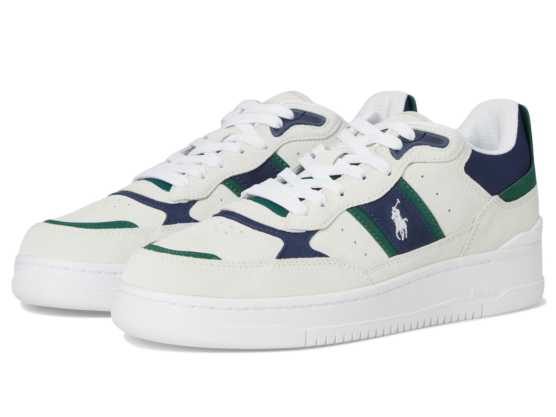 Туфли Polo Ralph Lauren Masters Sport Leather-suede Sneaker, цвет Bianco/Navy/Green