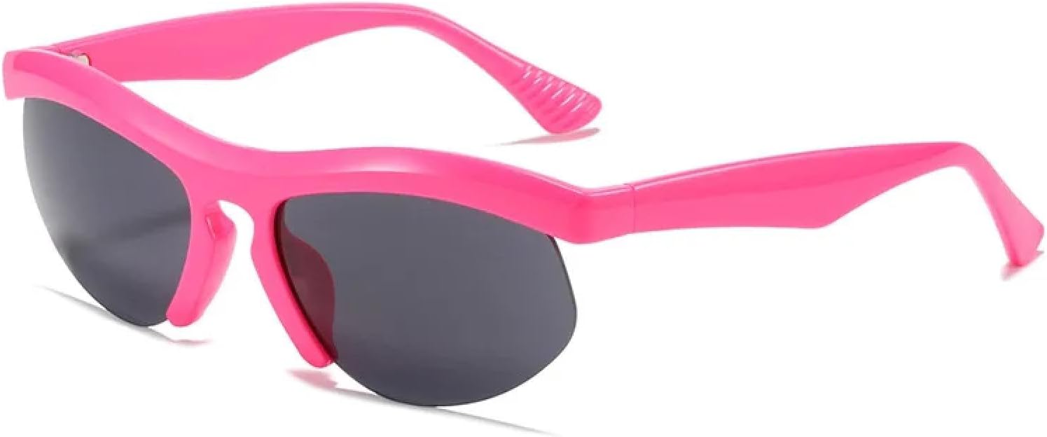 

Ретро-солнцезащитные очки без оправы для женщин, модные, конфетных цветов, с защитой от УФ-излучения UV400, для мужчин, для занятий спортом на открытом воздухе, вождения, зеркальные солнцезащитные очки WNCKSQ, Rose Pink Grey