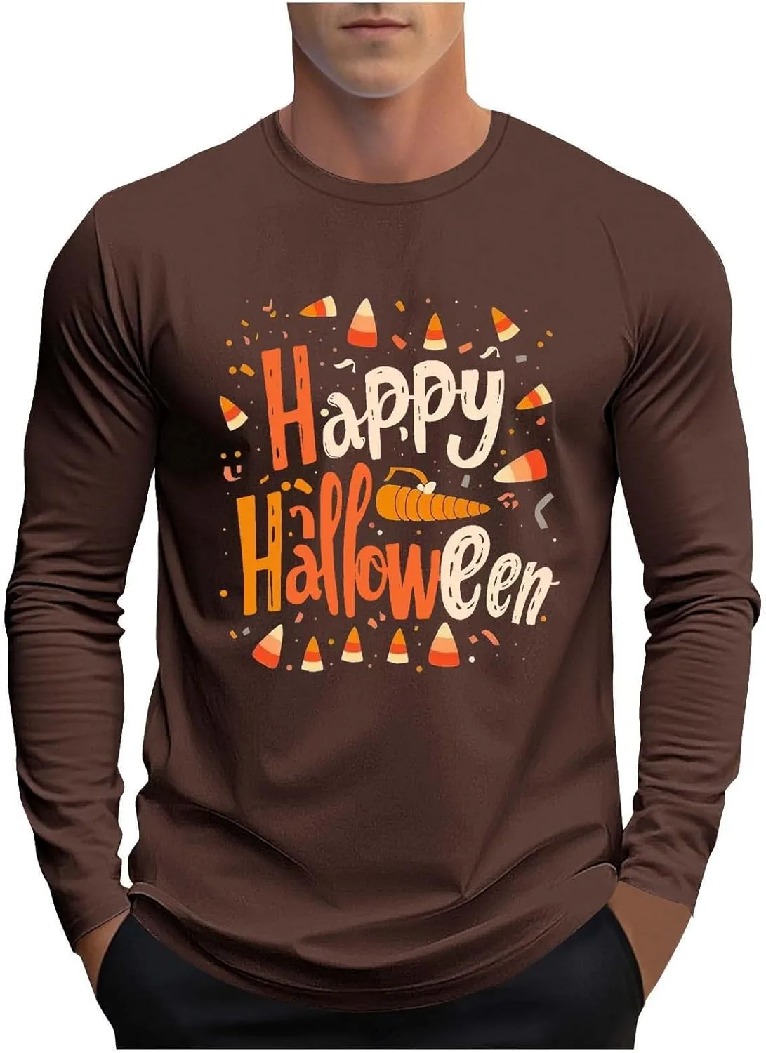 

Футболка Happy Halloween для мужчин 2025 с длинным рукавом Sdeycui