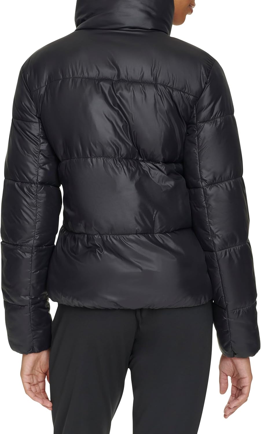 Женское стеганое пальто Tommy Hilfiger с застежкой-молнией и воротником-стойкой, Deep Black — фото 4