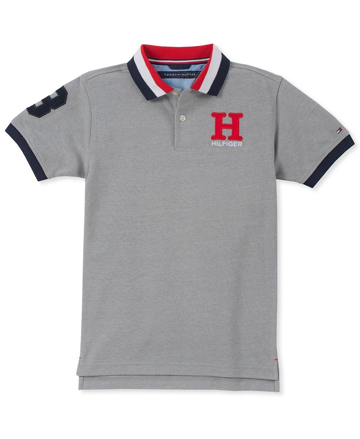 

Матовая футболка-поло с полосатым воротником и вышивкой Big Boys Tommy Hilfiger