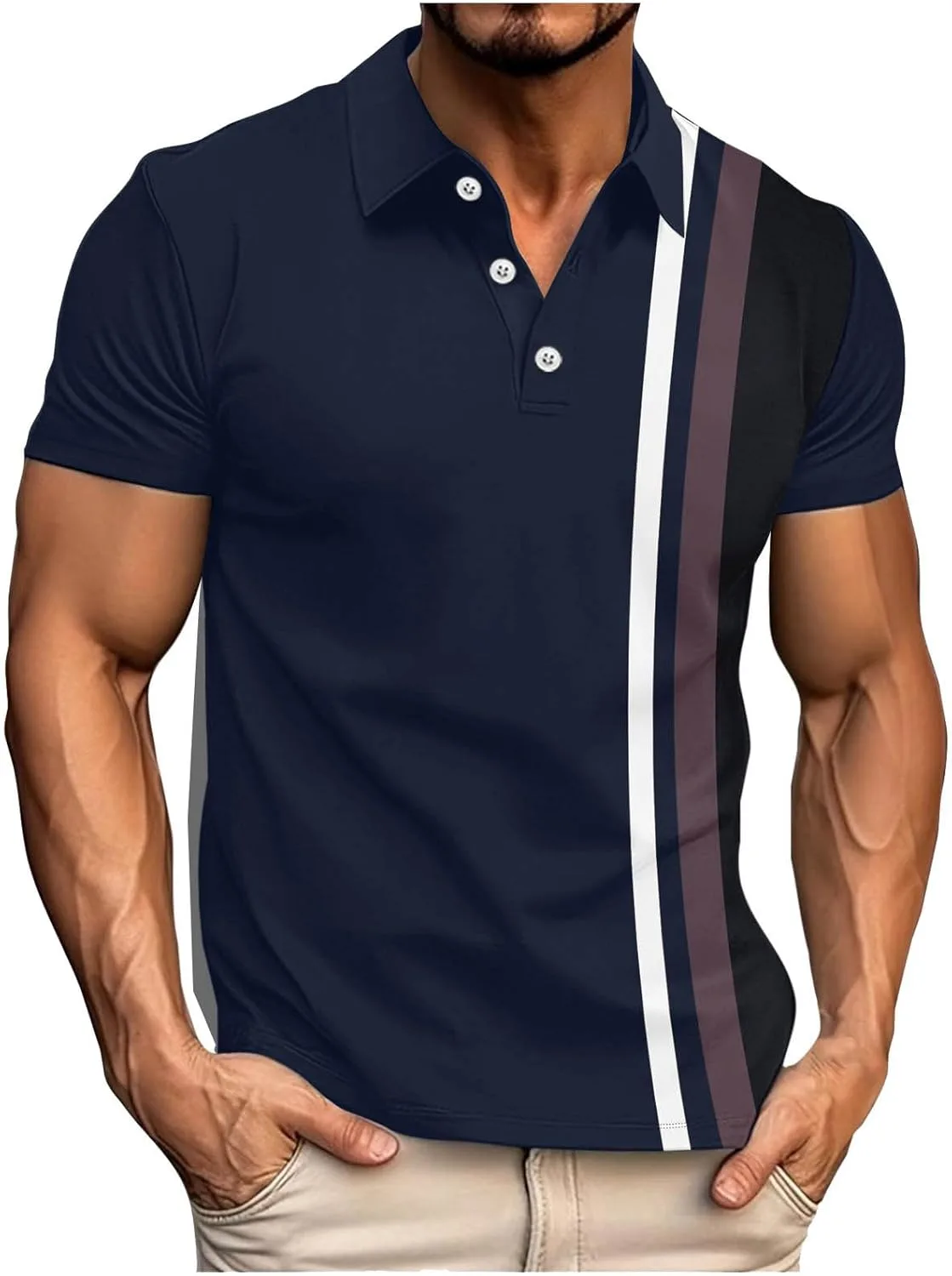 

Мужская полосатая поло с коротким рукавом Sdeycui