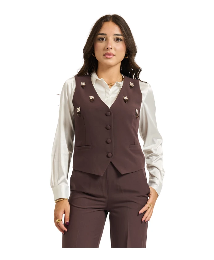 

Жилет с декоративными деталями Silvian Heach, коричневый