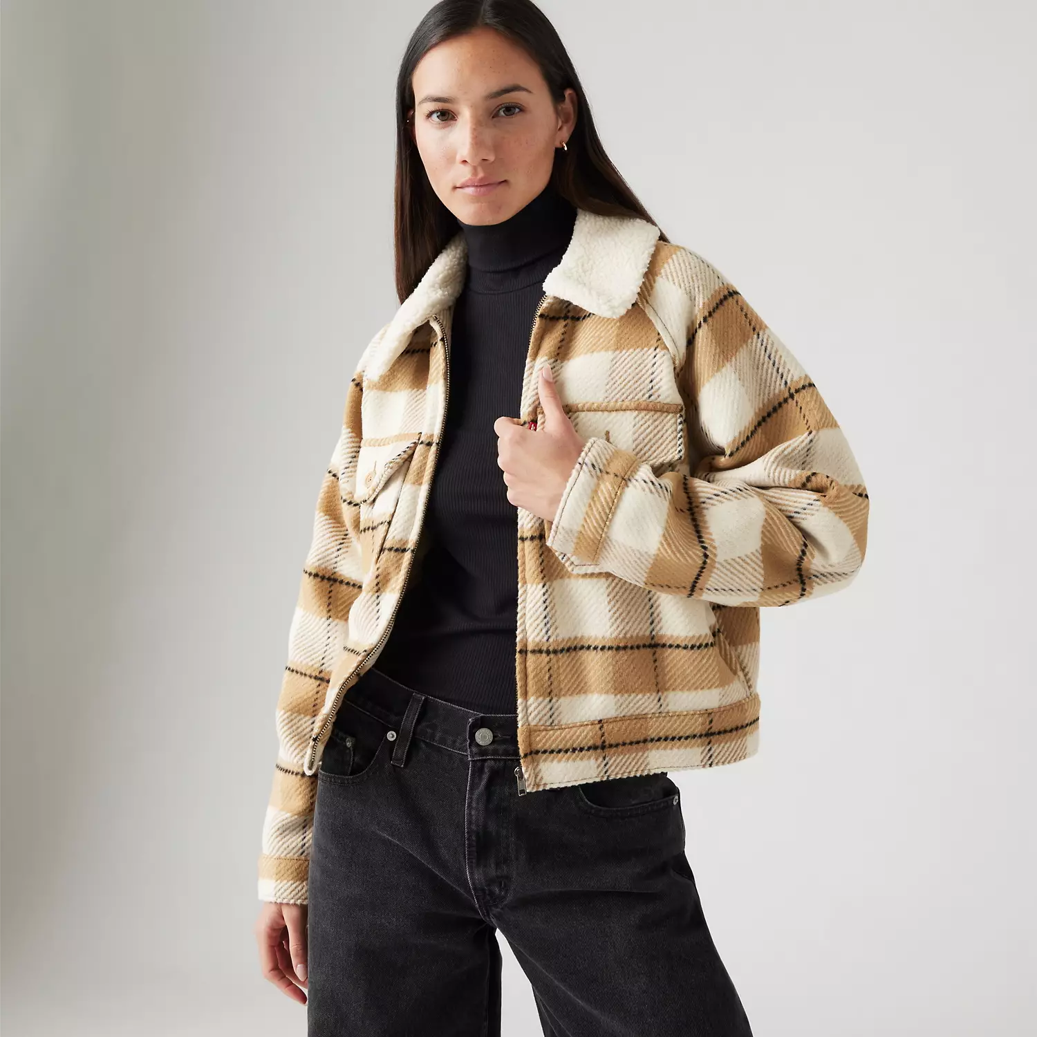 

Укороченная фланелевая куртка 90-х годов Levi's, цвет Gough Plaid White Swan
