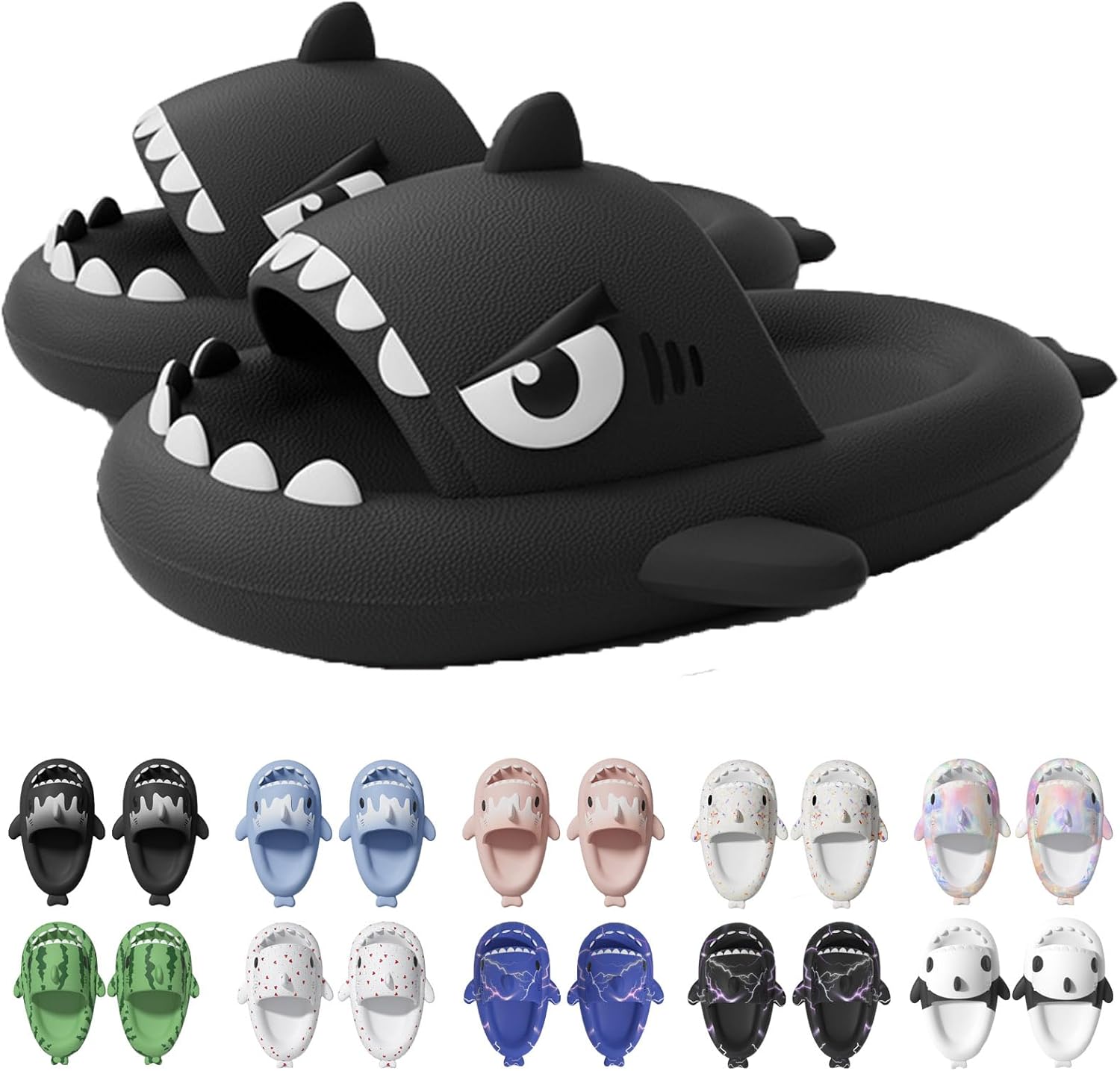 

Сланцы Jfxgjuv Ice Cream с акулой, сланцы с 3D забавными плавниками, унисекс сланцы с облаками и акулой, ЭВА сланцы с открытым носком для душа, бассейна, пляжа, черный