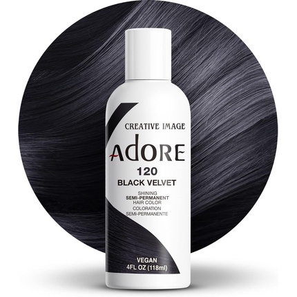 

Сияющая полуперманентная краска для волос 120 Черный бархат Adore
