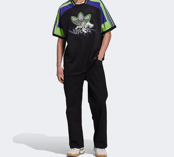 Футболка originals x sankuanz crossover mesh breathable printing short sleeve black Adidas, черный — фото 4