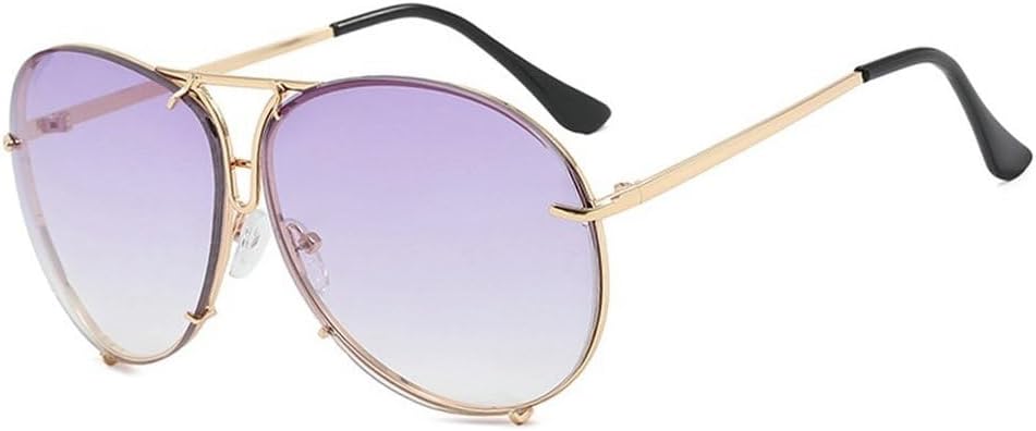 

Ретро женские солнцезащитные очки большого размера с круглым оправой, мужские модные солнцезащитные очки в металлической оправе с защитой от УФ-излучения UV400 TKKTLLT, Light Purple