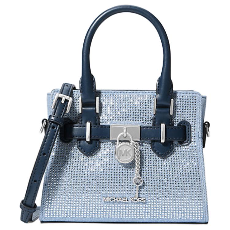 

MICHAEL KORS Сумка Hamilton Series из моющегося денима, сумка через плечо, очень маленькая, женская, джинсовая, синяя