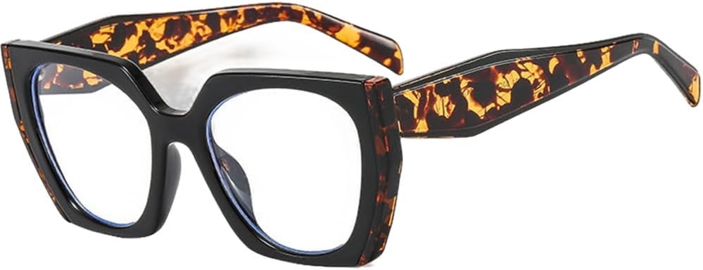 

HaoLMi - Модные солнцезащитные очки в форме «кошачий глаз» с многоугольными линзами, элегантные, винтажные, с защитой от УФ-излучения UV400, роскошные женские солнцезащитные очки, Black Leopard