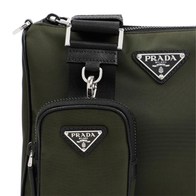 PRADA Полиамидный курьерский рюкзак через плечо мужской зеленый — фото 4